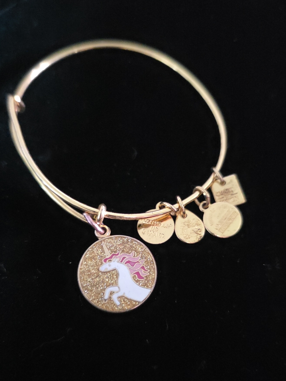 Alex and Ani Gold-Tone Unicorn Charm Bangle Bracelet - Pink & Gold